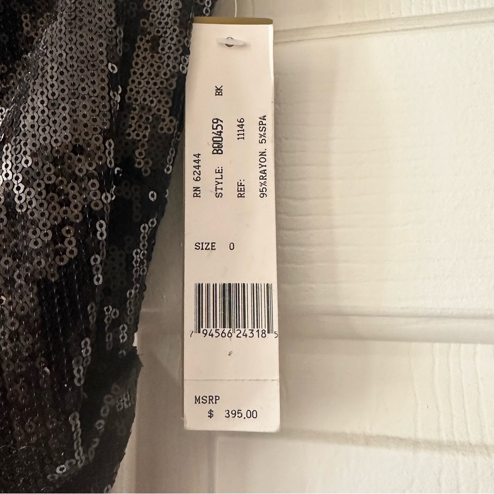 NWT Nicole Miller off the shoulder black sequined dress. - Picture 2 of 3